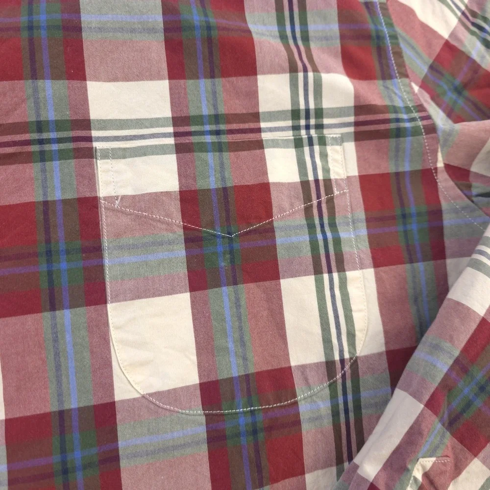 J Crew Shirt Large Classic Long Sleeve Button Down Red Blue Green‎ Plaid
